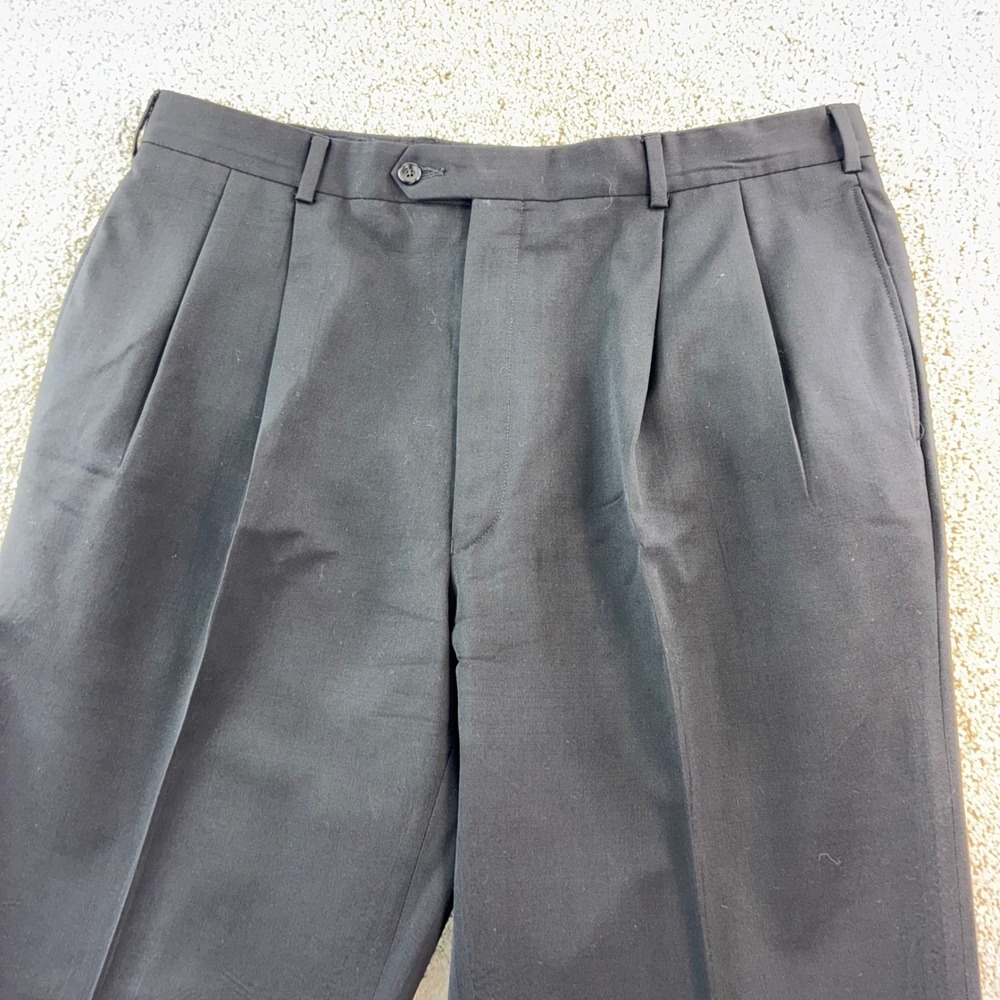 Jos A Banks Executive Collection Mens 36x30 Black Pleated Cuffed Career Trousers